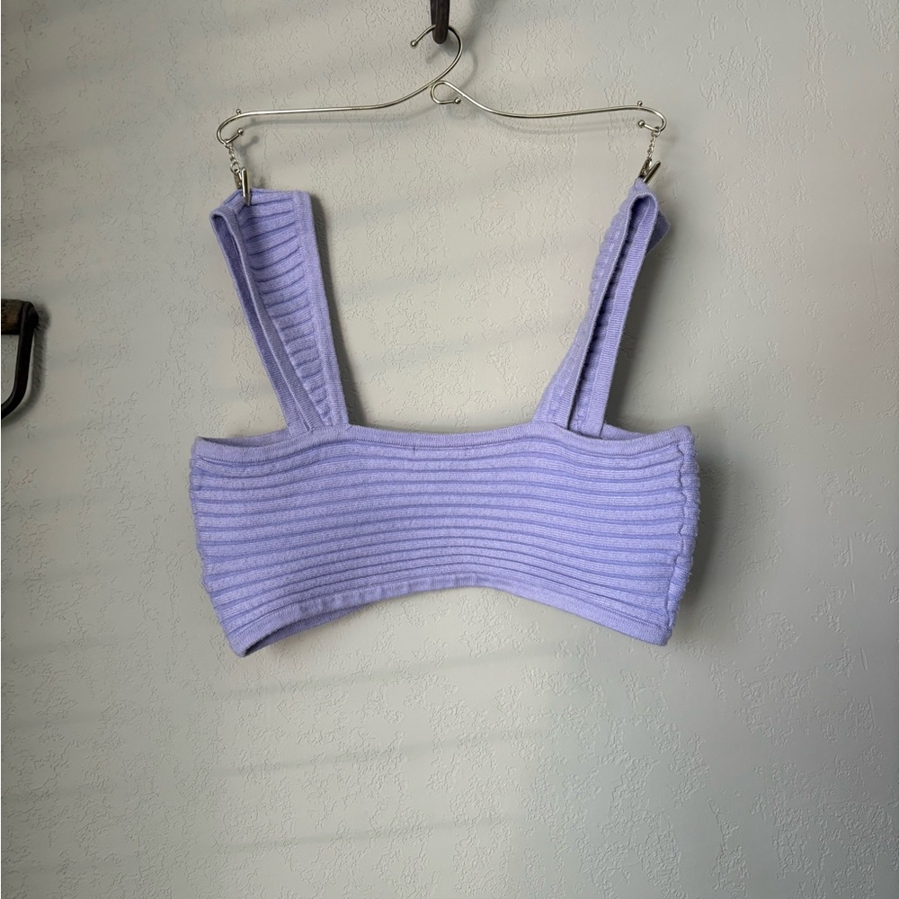 Lavender Ribbed Knit Crop Top - Picture 2 of 2